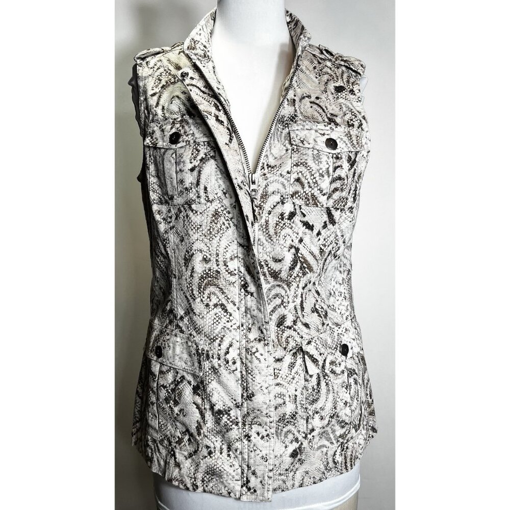 Chicos Vest Snakeskin Print Zip Up Chico's Size 1 Women's‎ Size 8/Medium